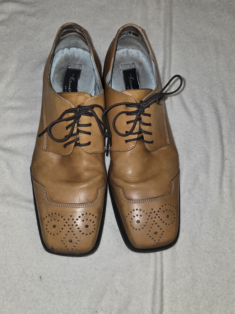 Kenneth Cole Square-Toe Brogue Size 11 Lace-Up Dress Shoes